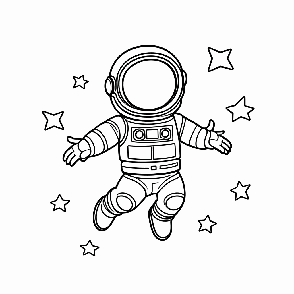 Desenho de Astronauta Flutuando para colorir e imprimir grátis em folha A4