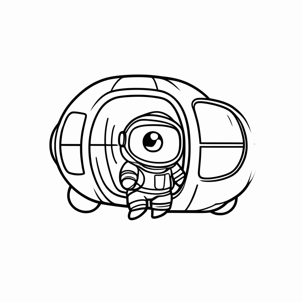 Desenho de Astronauta No Modulo para colorir e imprimir grátis em folha A4