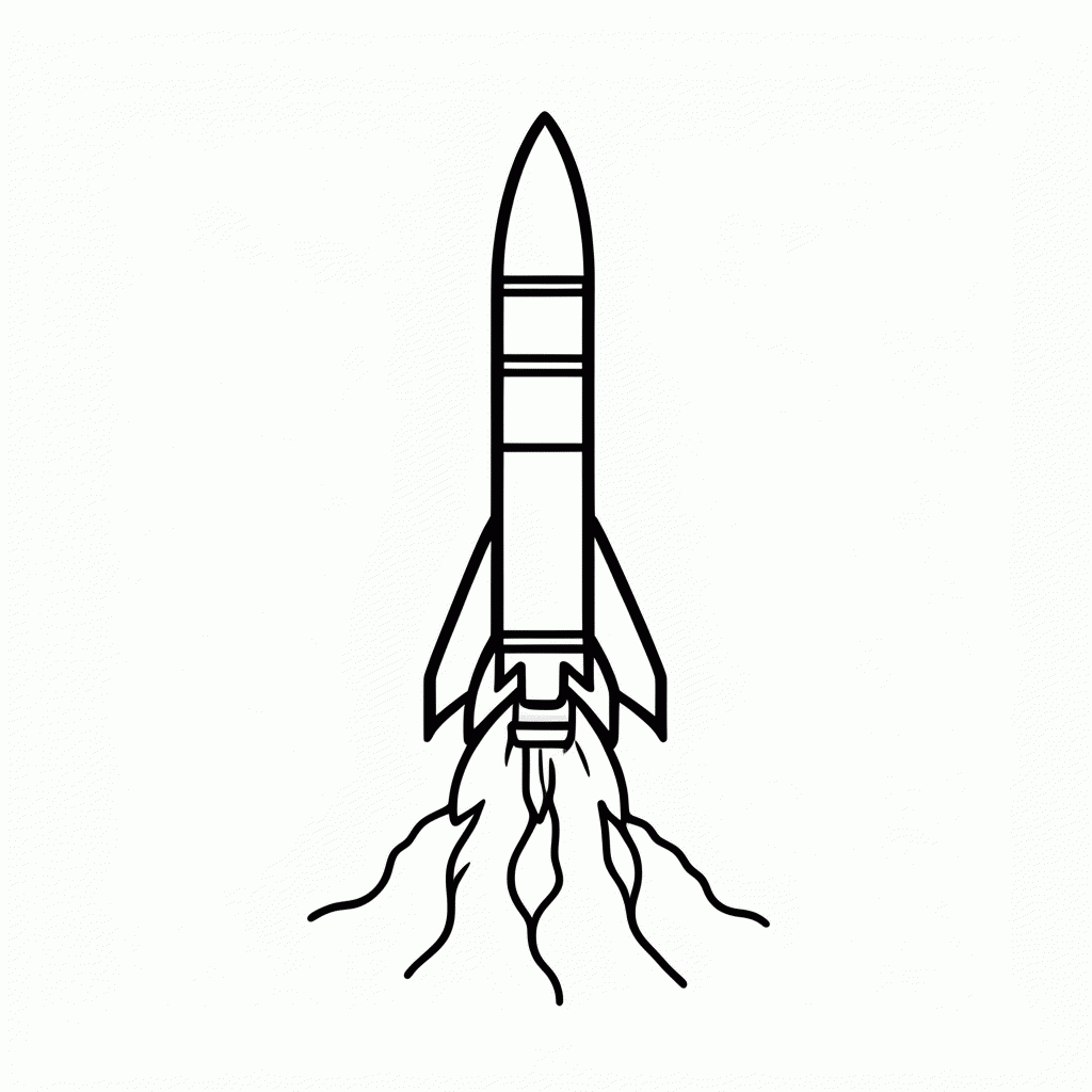 Desenho de Foguete Lancamento para colorir e imprimir grátis em folha A4