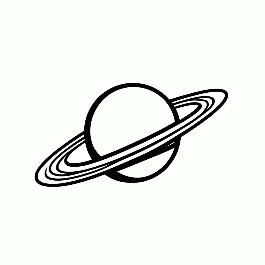 Desenho de Saturno Aneis para colorir e imprimir grátis em folha A4