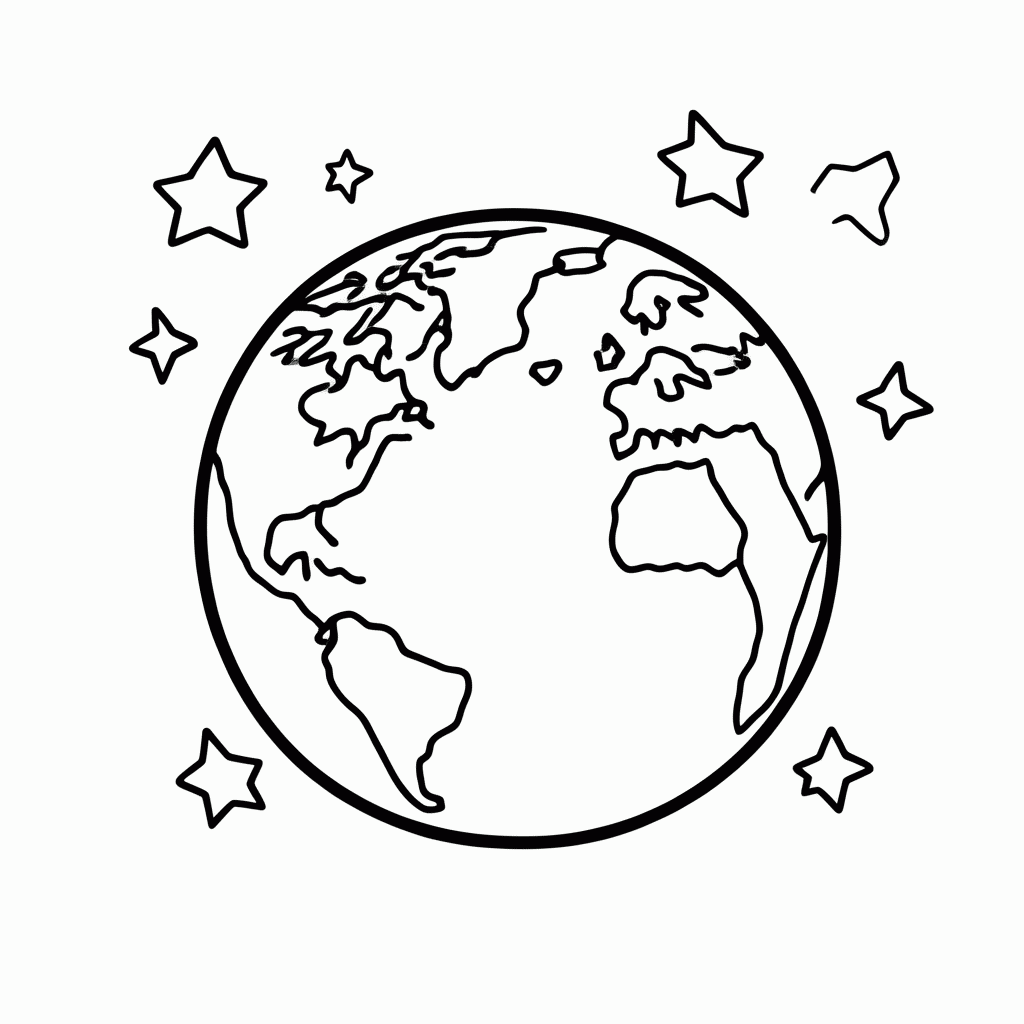 Desenho de Terra Do Espaco para colorir e imprimir grátis em folha A4