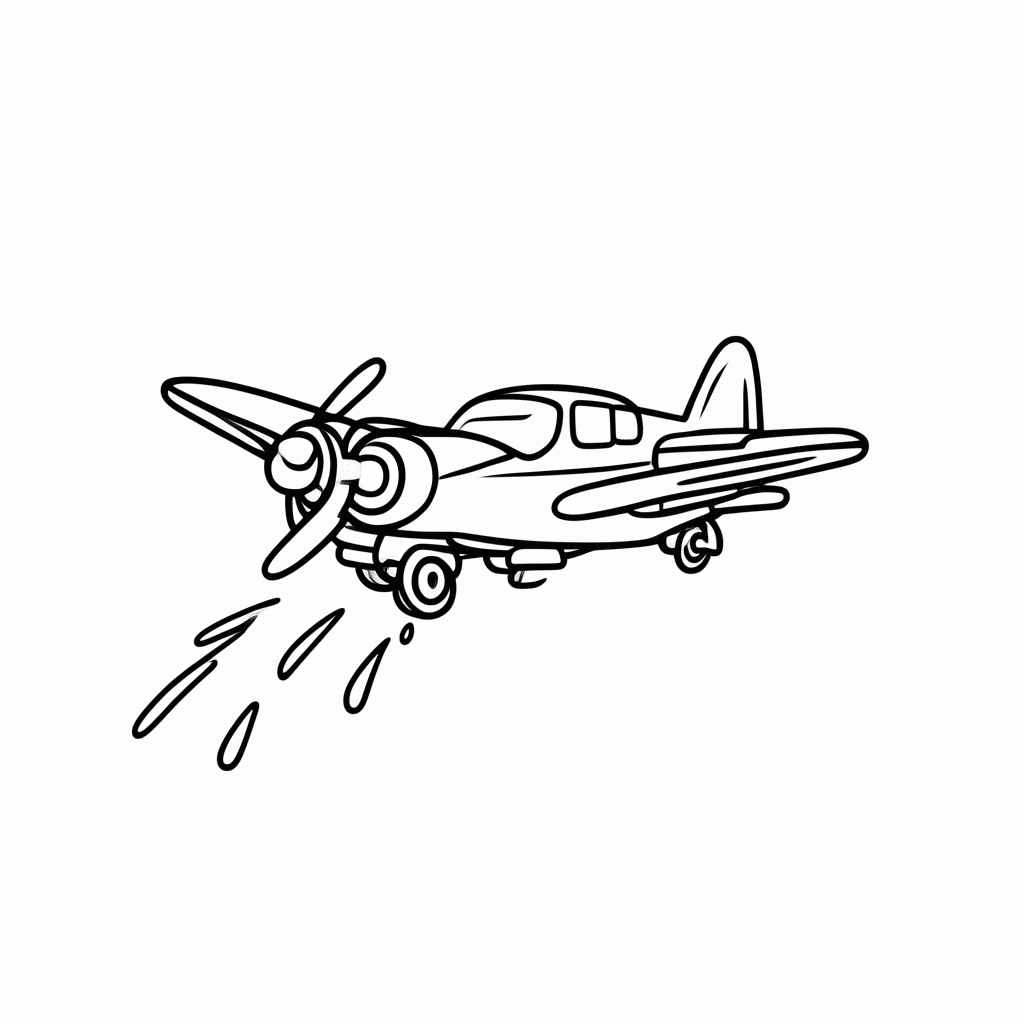 Desenho de Aviao De Combate A Fogo para colorir e imprimir grátis em folha A4