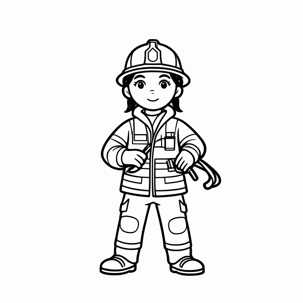 Desenho de Bombeira Policial para colorir e imprimir grátis em folha A4