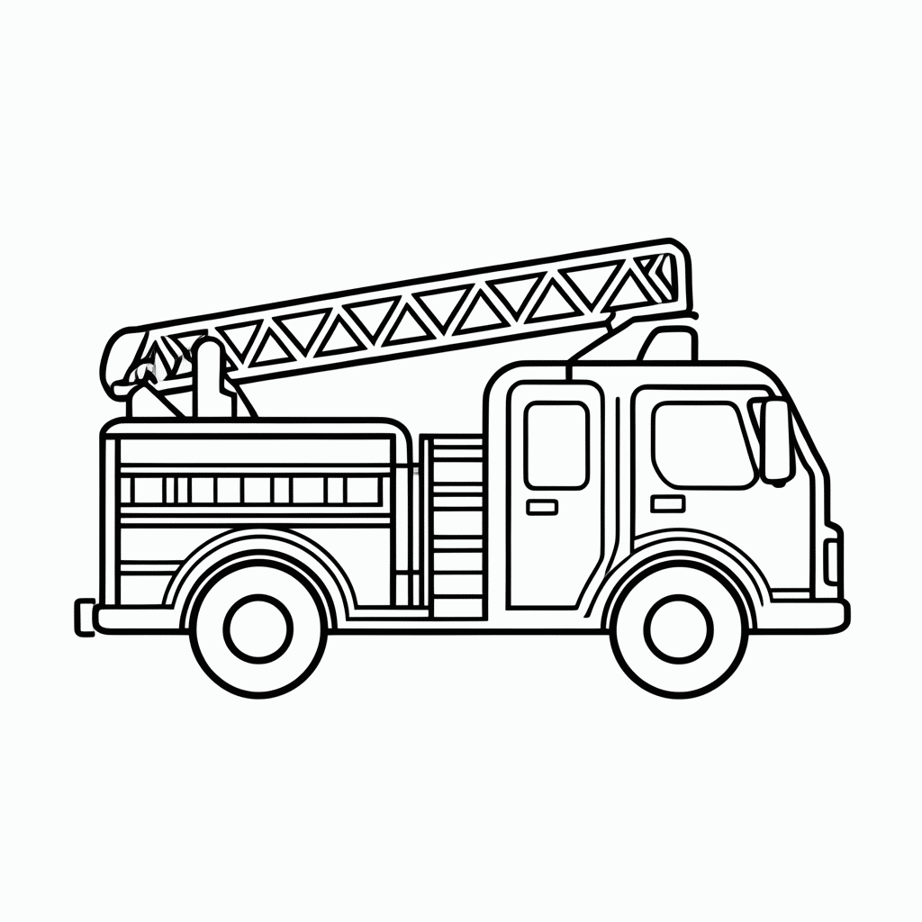 Desenho de Caminhao De Bombeiros para colorir e imprimir grátis em folha A4