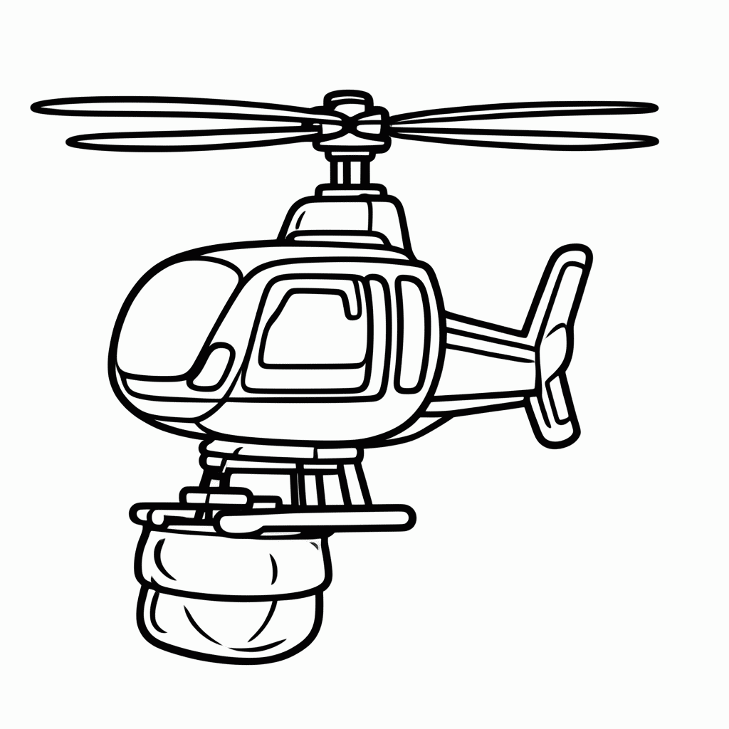 Desenho de Helicoptero Bombeiro para colorir e imprimir grátis em folha A4