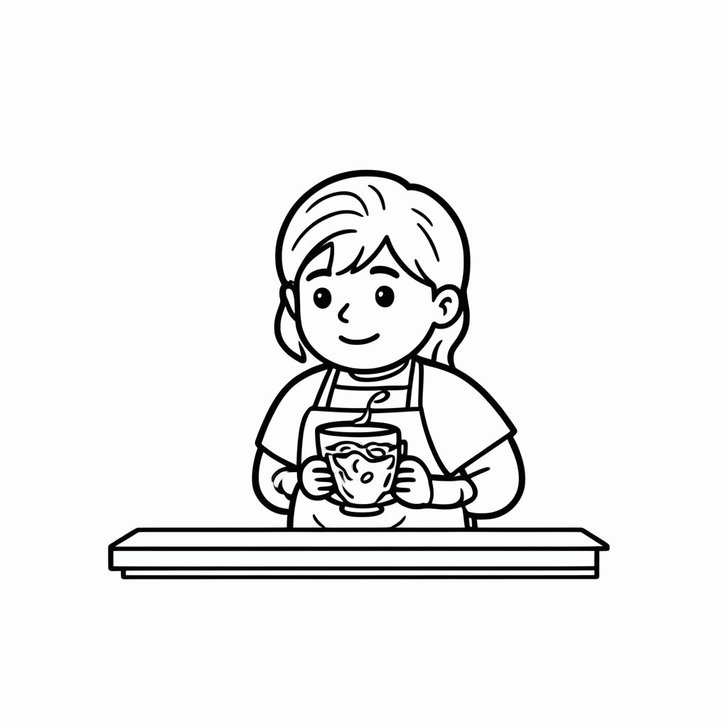 Desenho de Barista Com Cafe para colorir e imprimir grátis em folha A4