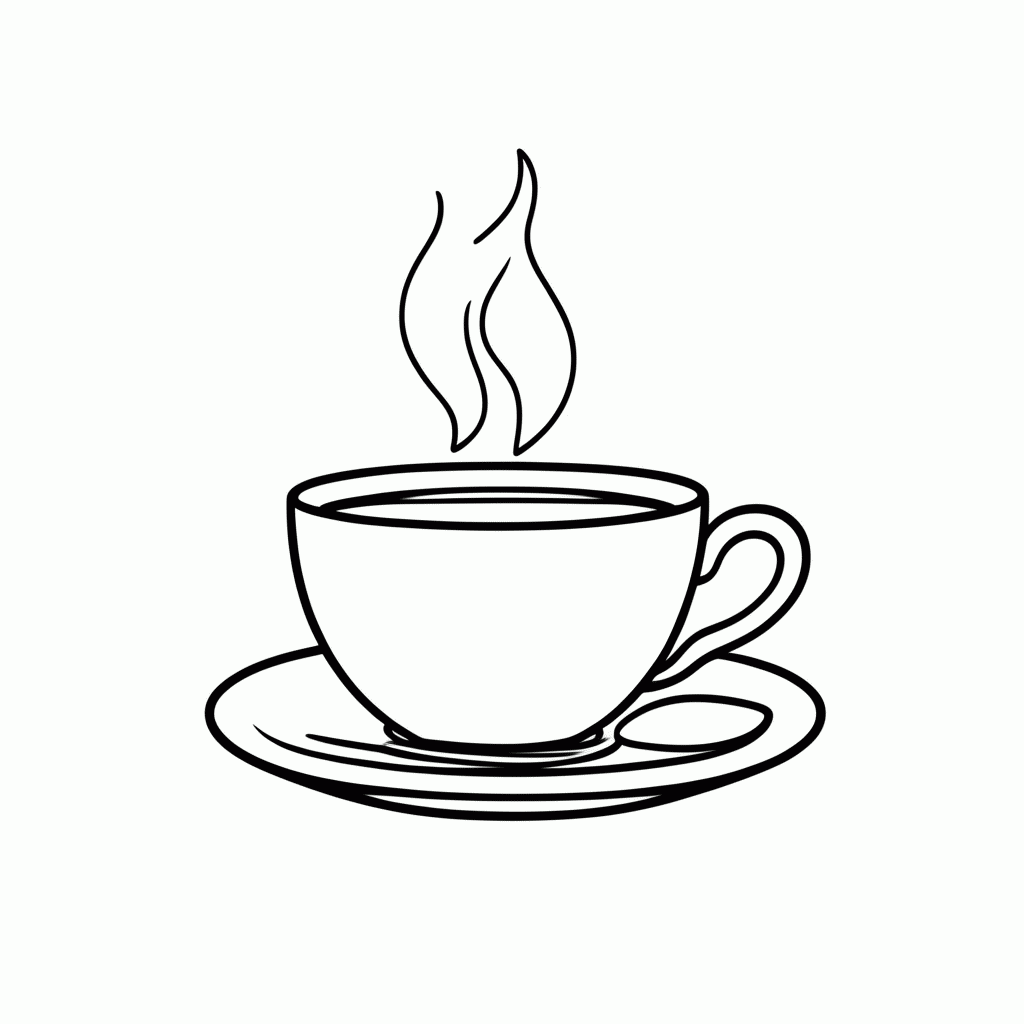 Desenho de Cafezinho Na Xicara para colorir e imprimir grátis em folha A4