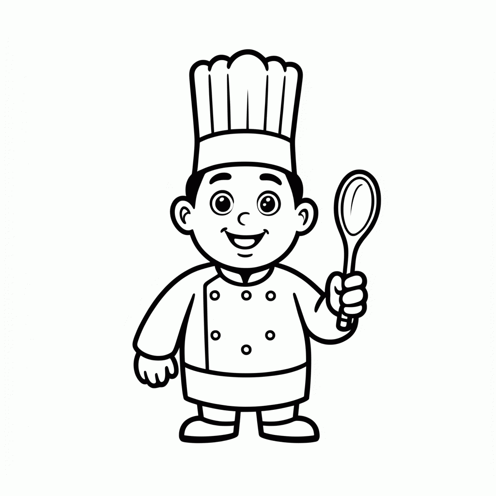 Desenho de Chef Com Touca para colorir e imprimir grátis em folha A4