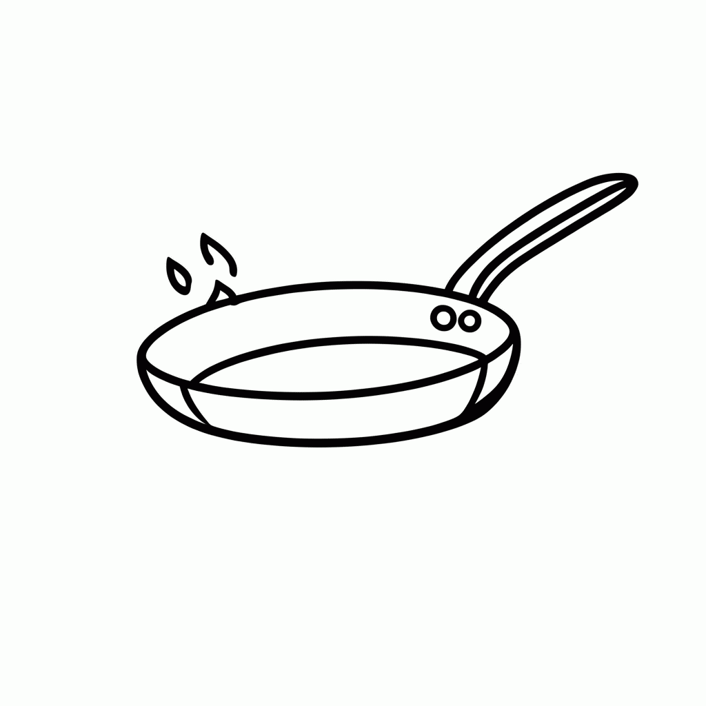 Desenho de Frigideira No Fogo para colorir e imprimir grátis em folha A4