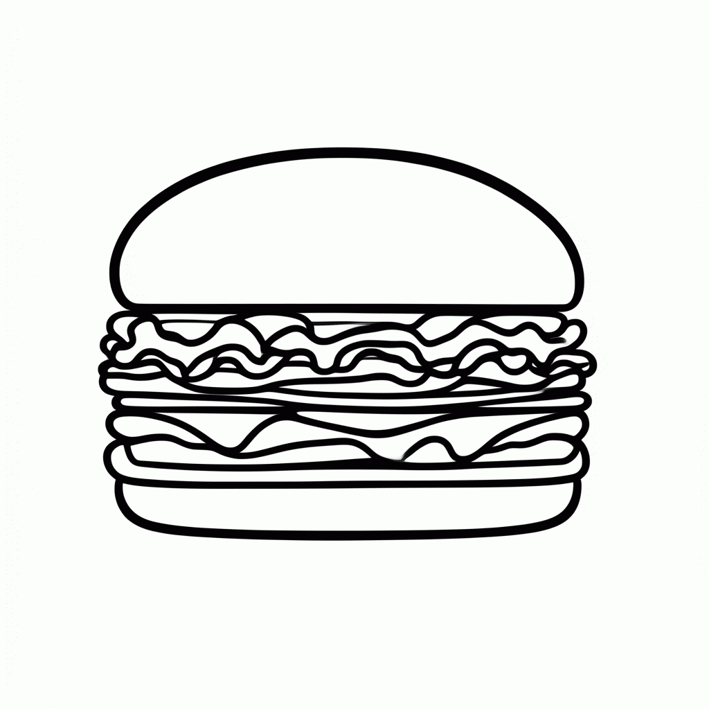 Desenho de Hamburguer para colorir e imprimir grátis em folha A4