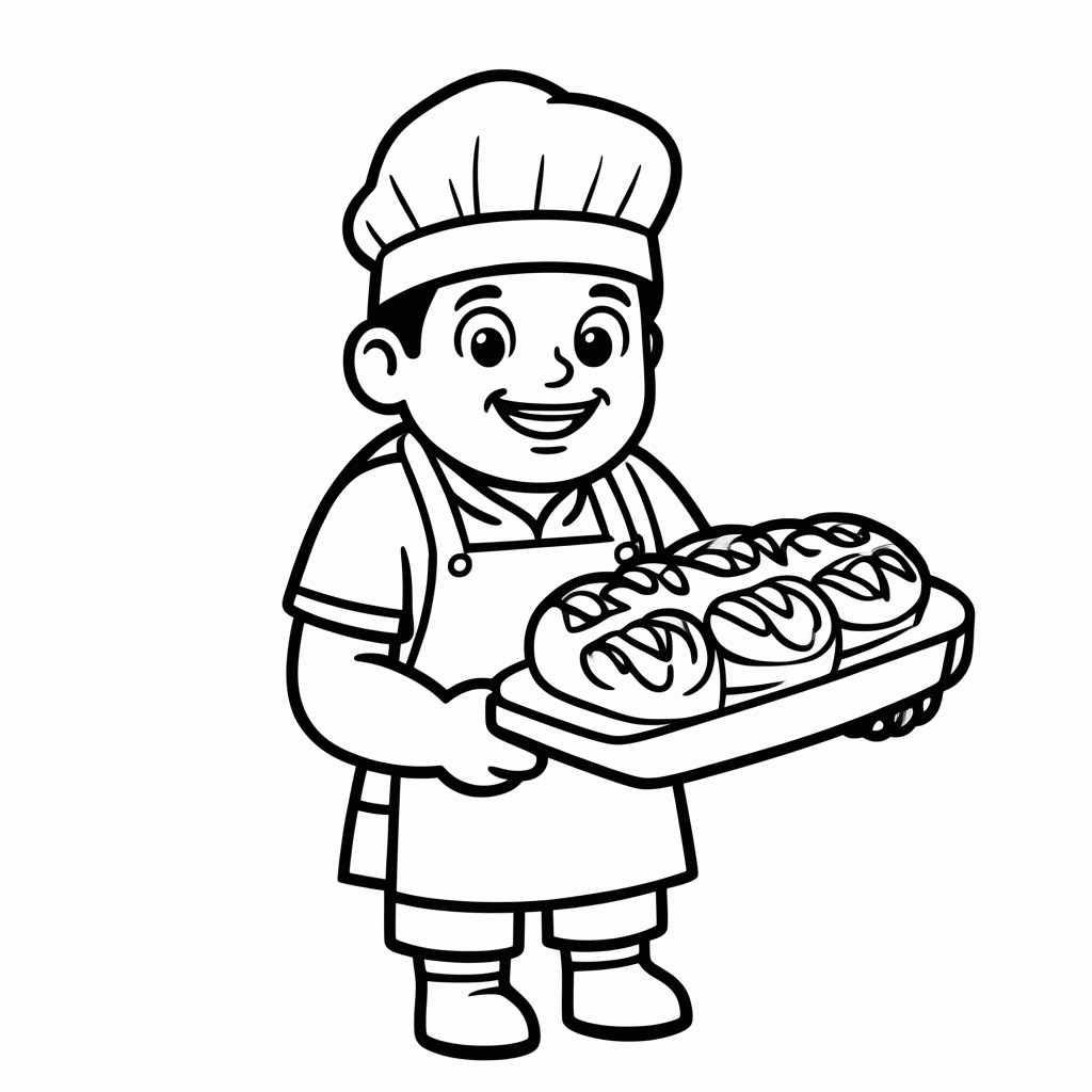 Desenho de Padeiro Com Pao para colorir e imprimir grátis em folha A4