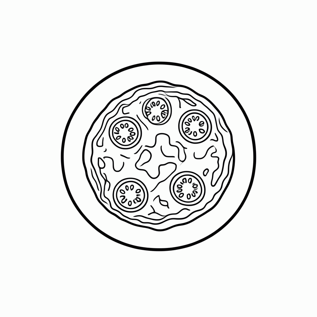 Desenho de Pizza Italiana para colorir e imprimir grátis em folha A4