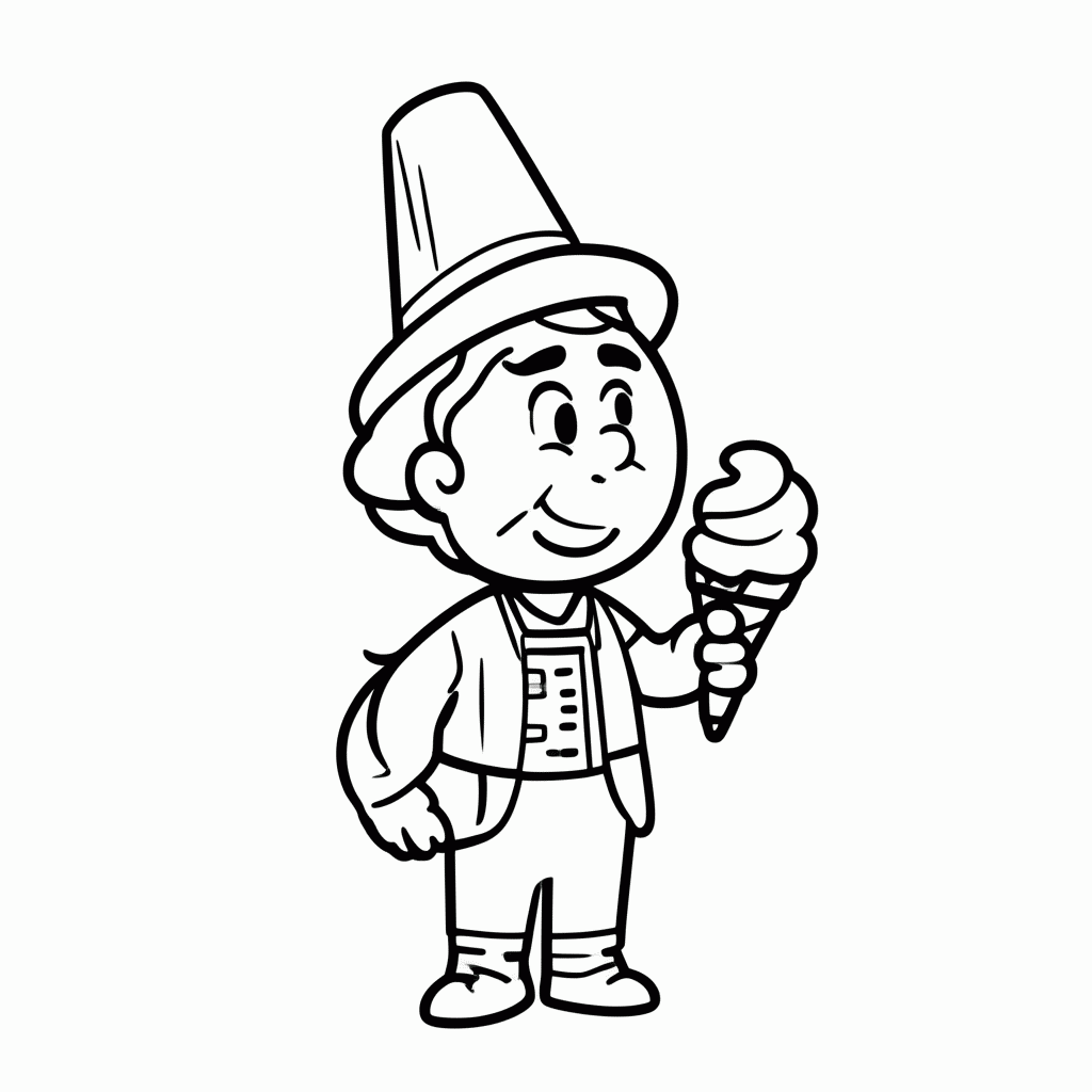 Desenho de Sorveteiro para colorir e imprimir grátis em folha A4