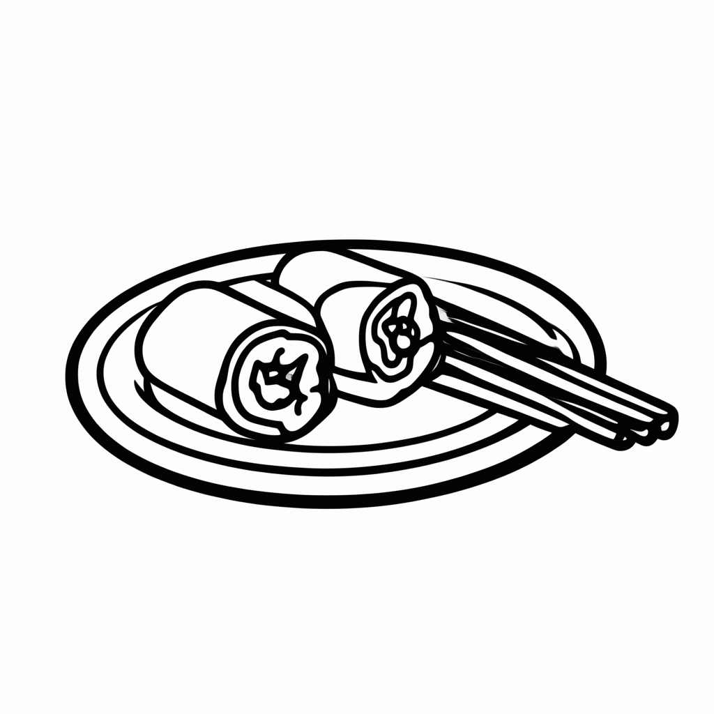 Desenho de Sushi Com Hashi para colorir e imprimir grátis em folha A4