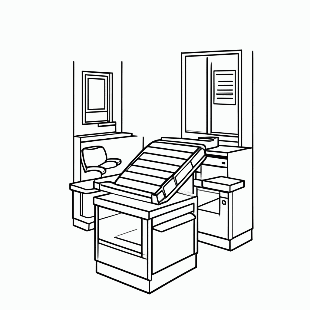 Desenho de Consultorio Com Maca para colorir e imprimir grátis em folha A4
