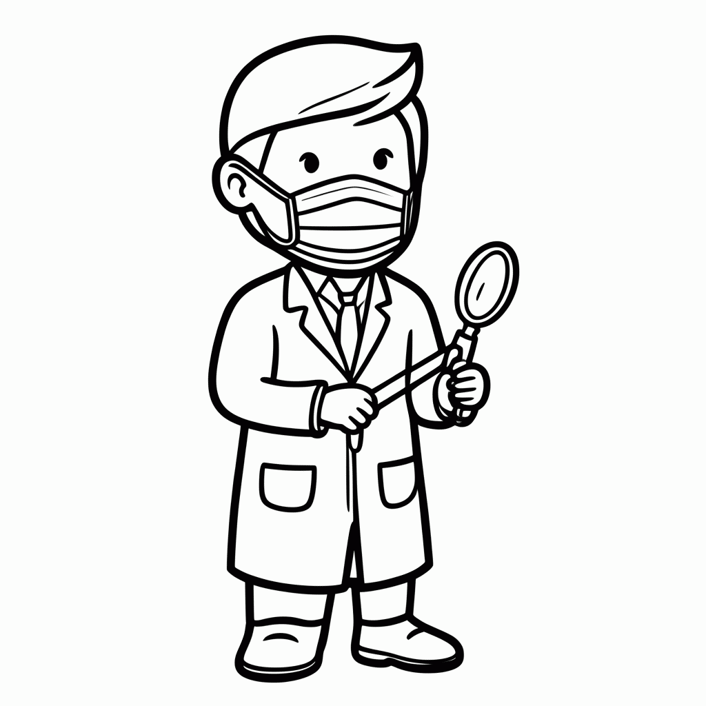 Desenho de Dentista Com Mascara para colorir e imprimir grátis em folha A4