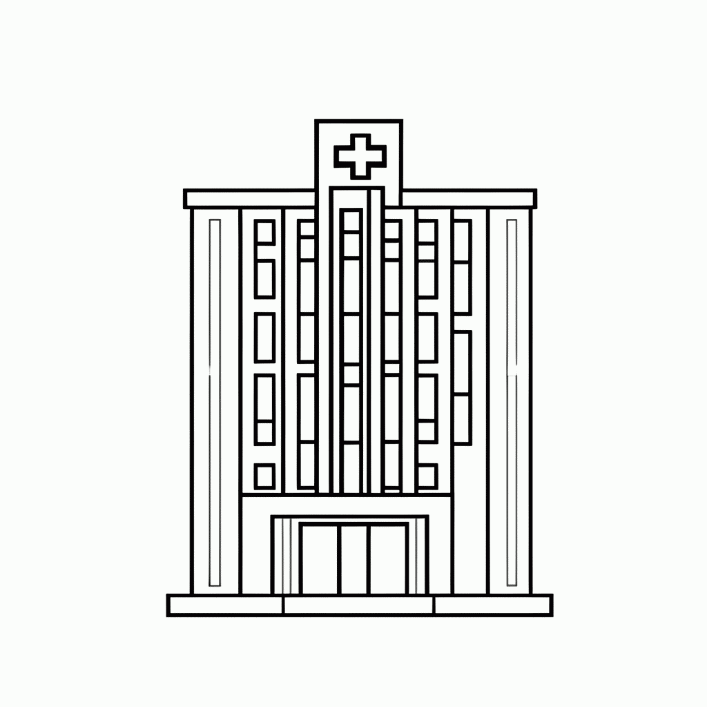 Desenho de Hospital Predio para colorir e imprimir grátis em folha A4