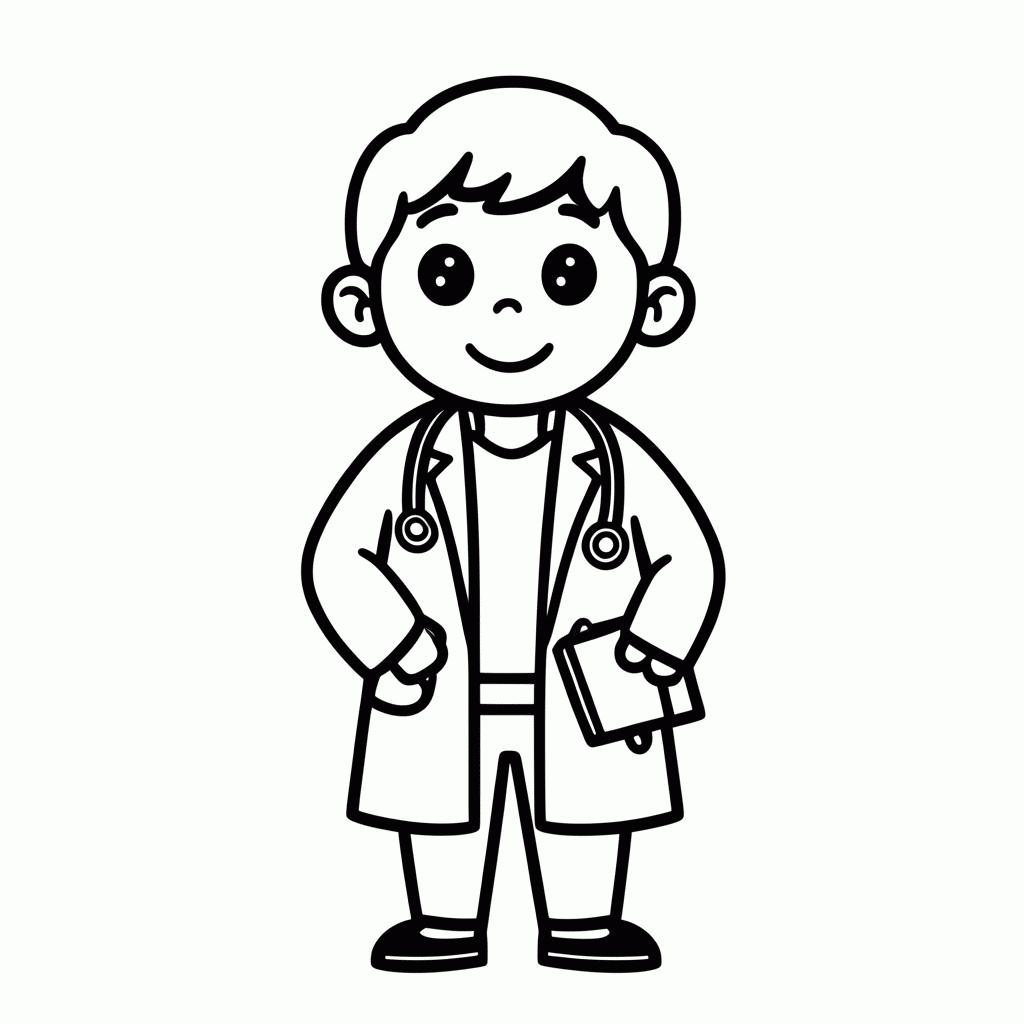Desenho de Medico Jaleco Branco para colorir e imprimir grátis em folha A4
