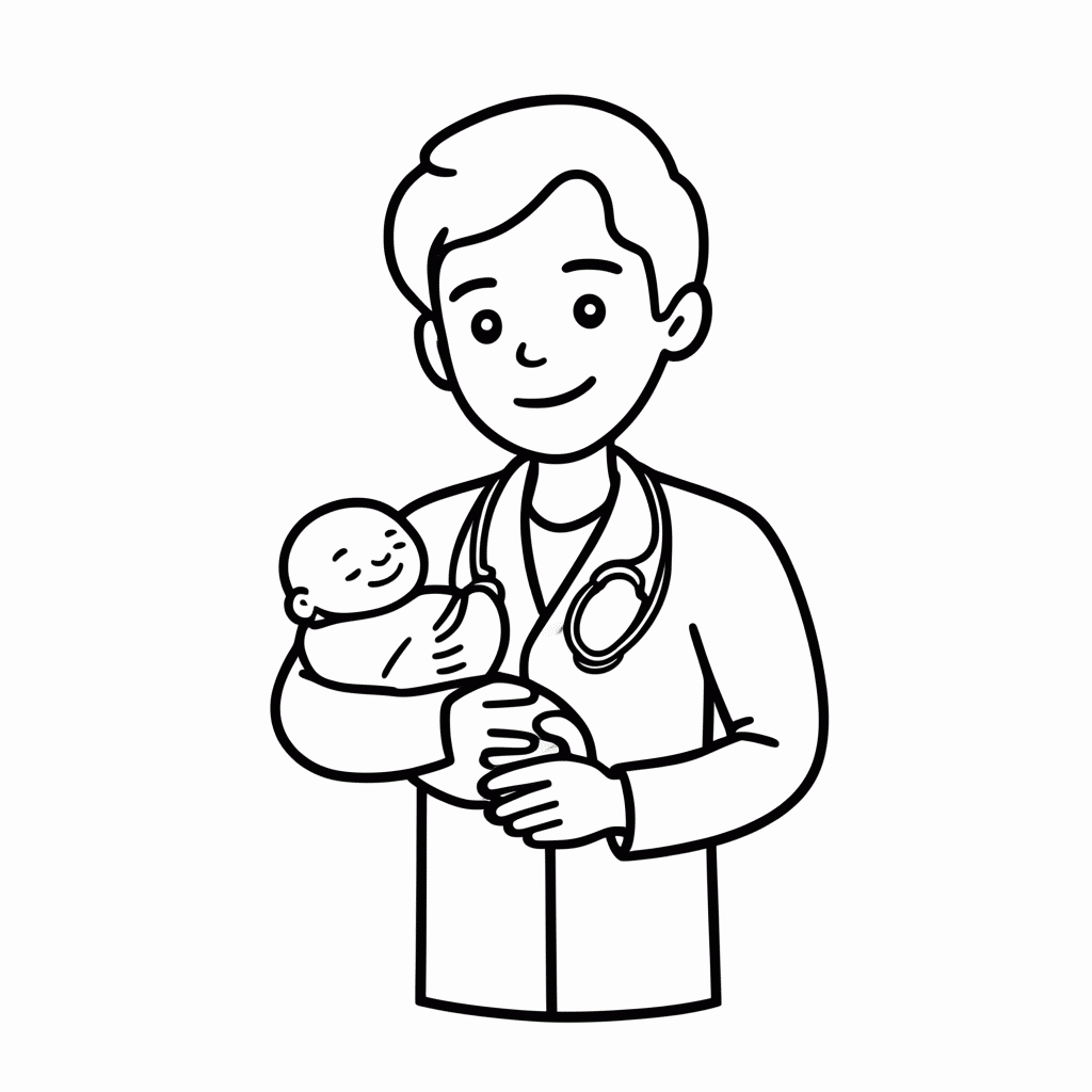 Desenho de Obstetra para colorir e imprimir grátis em folha A4