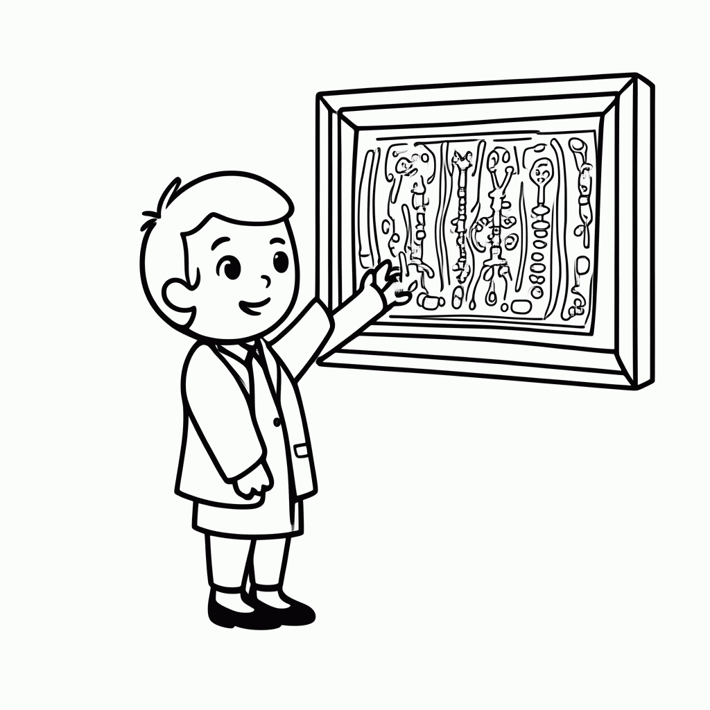 Desenho de Radiologista Com Raio X para colorir e imprimir grátis em folha A4