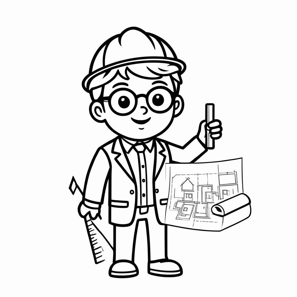 Desenho de Arquiteto para colorir e imprimir grátis em folha A4