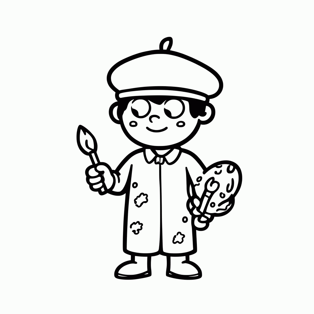 Desenho de Artista para colorir e imprimir grátis em folha A4