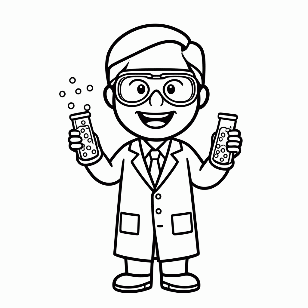 Desenho de Cientista para colorir e imprimir grátis em folha A4