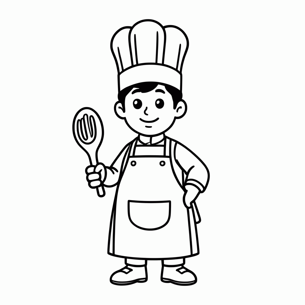 Desenho de Cozinheiro para colorir e imprimir grátis em folha A4