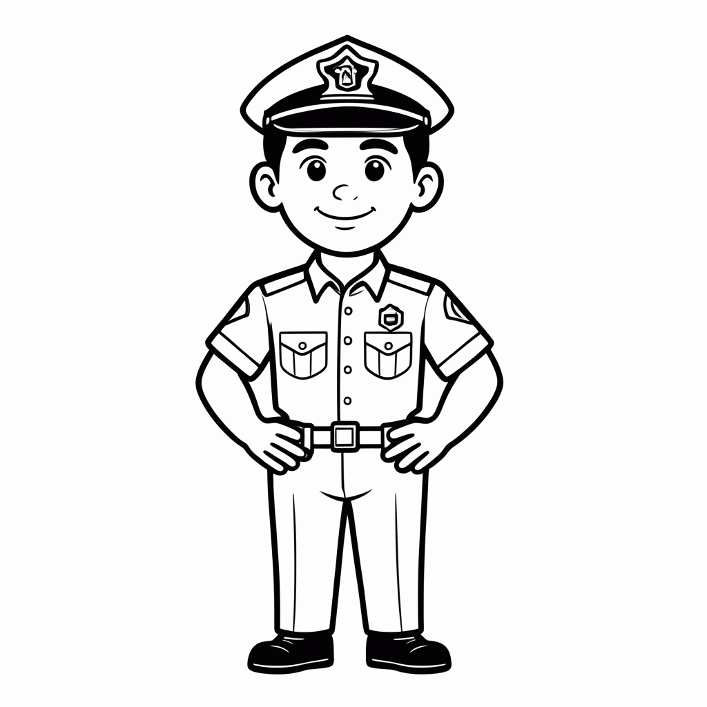 Desenho de Policial para colorir e imprimir grátis em folha A4