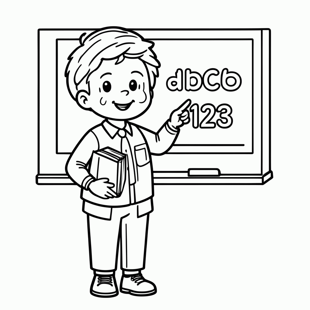 Desenho de Professor para colorir e imprimir grátis em folha A4