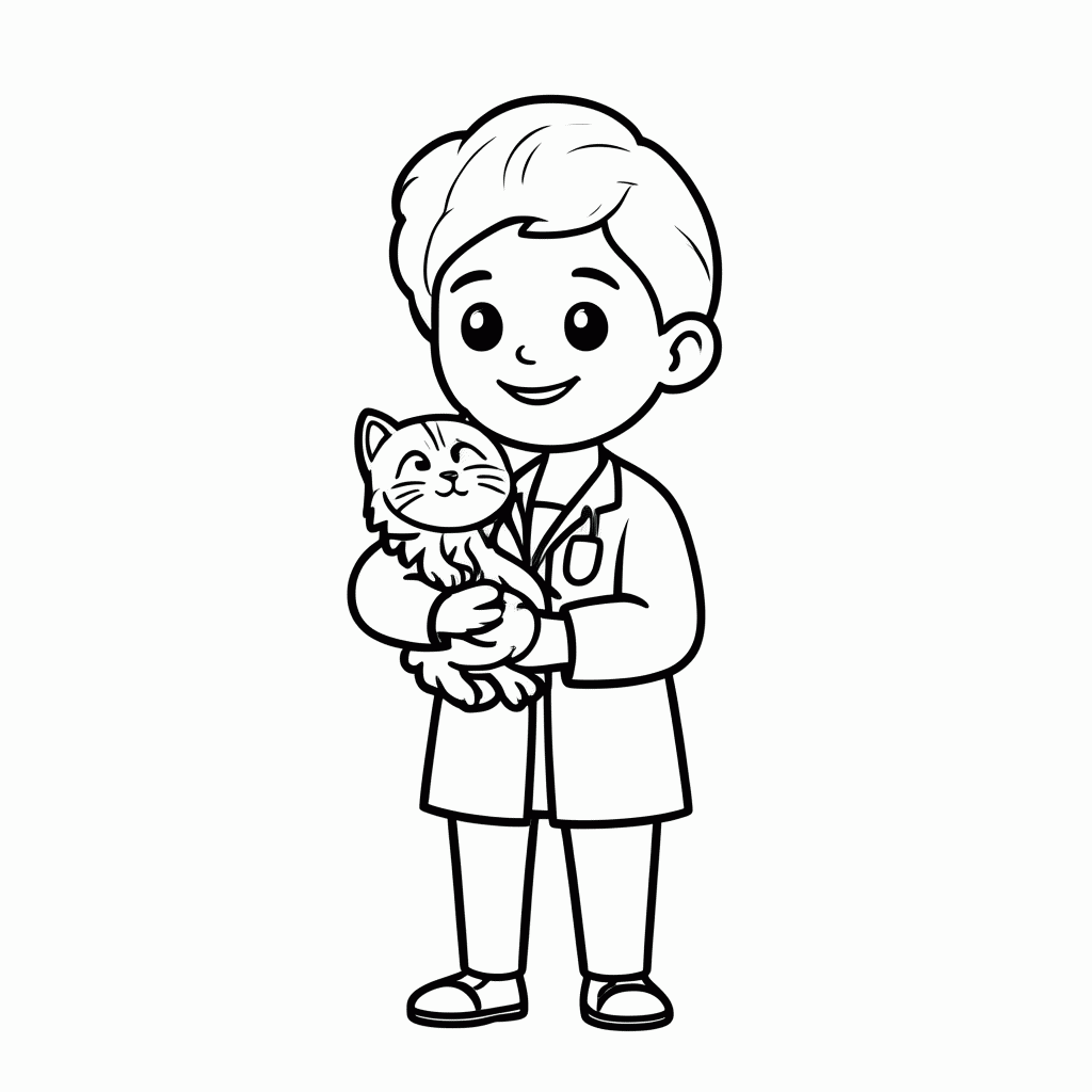 Desenho de Veterinario para colorir e imprimir grátis em folha A4
