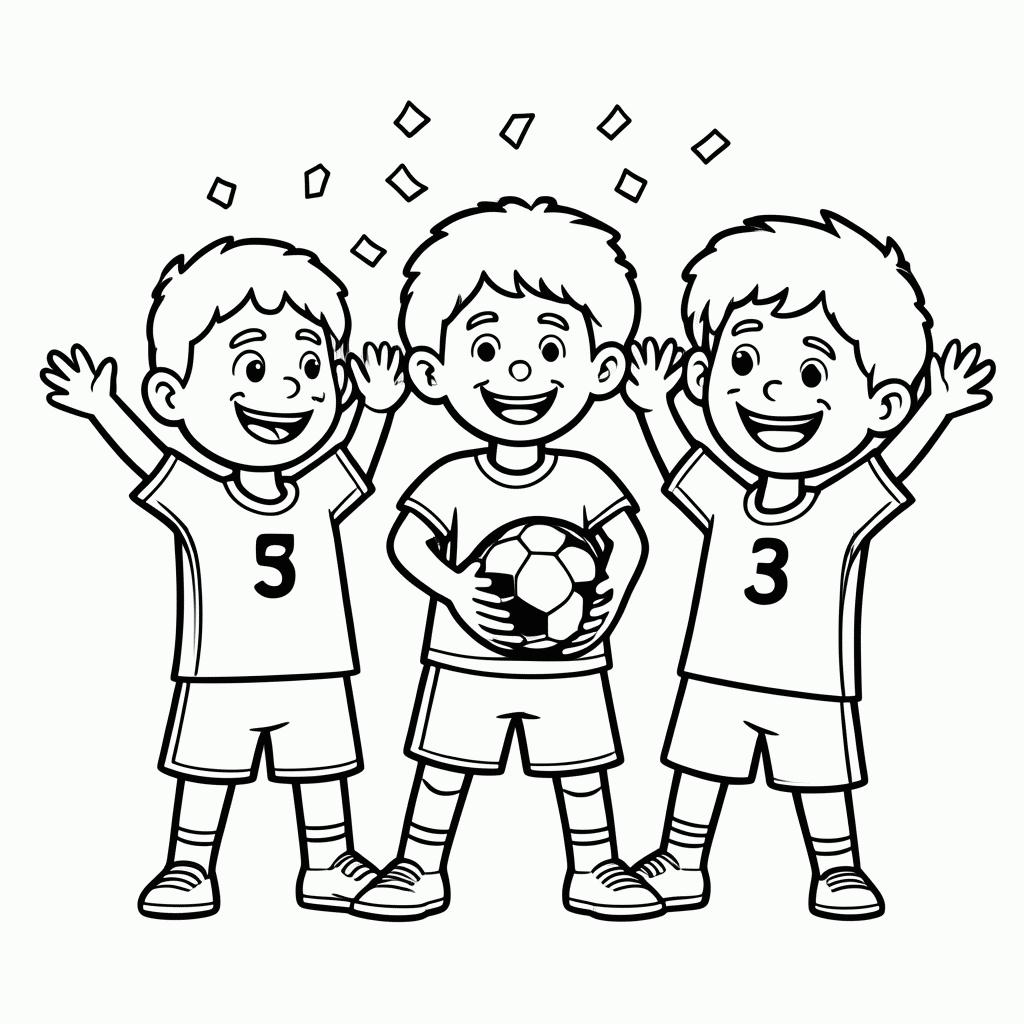 Desenho de Trio de Artilheiros da Copa para Colorir para colorir e imprimir grátis em folha A4