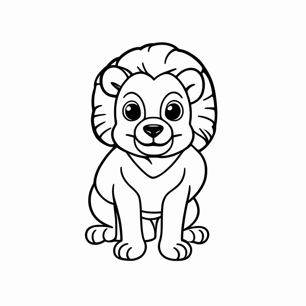 Desenho de Simba Filhote Bebe para colorir e imprimir grátis em folha A4