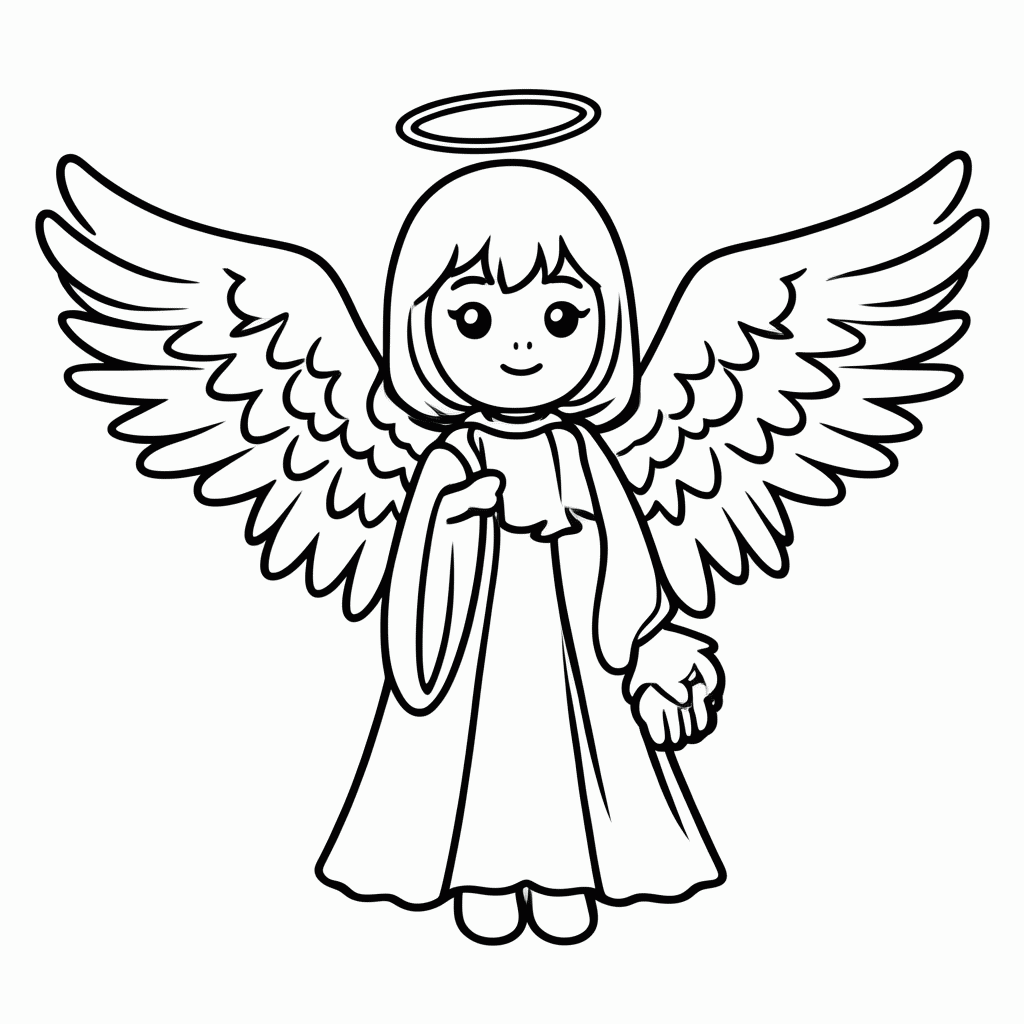 Desenho de Anjo Da Guarda para colorir e imprimir grátis em folha A4