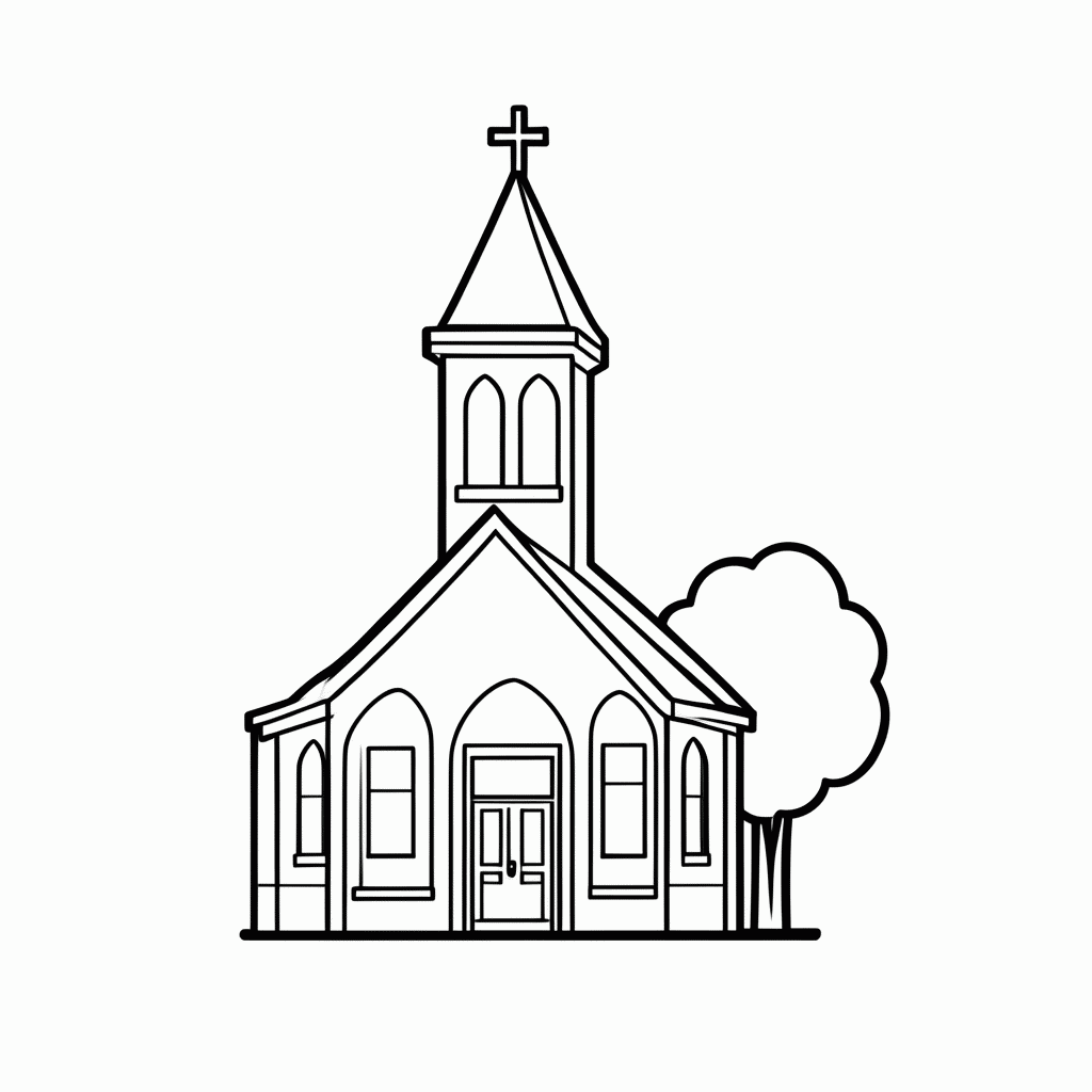 Desenho de Igreja para colorir e imprimir grátis em folha A4