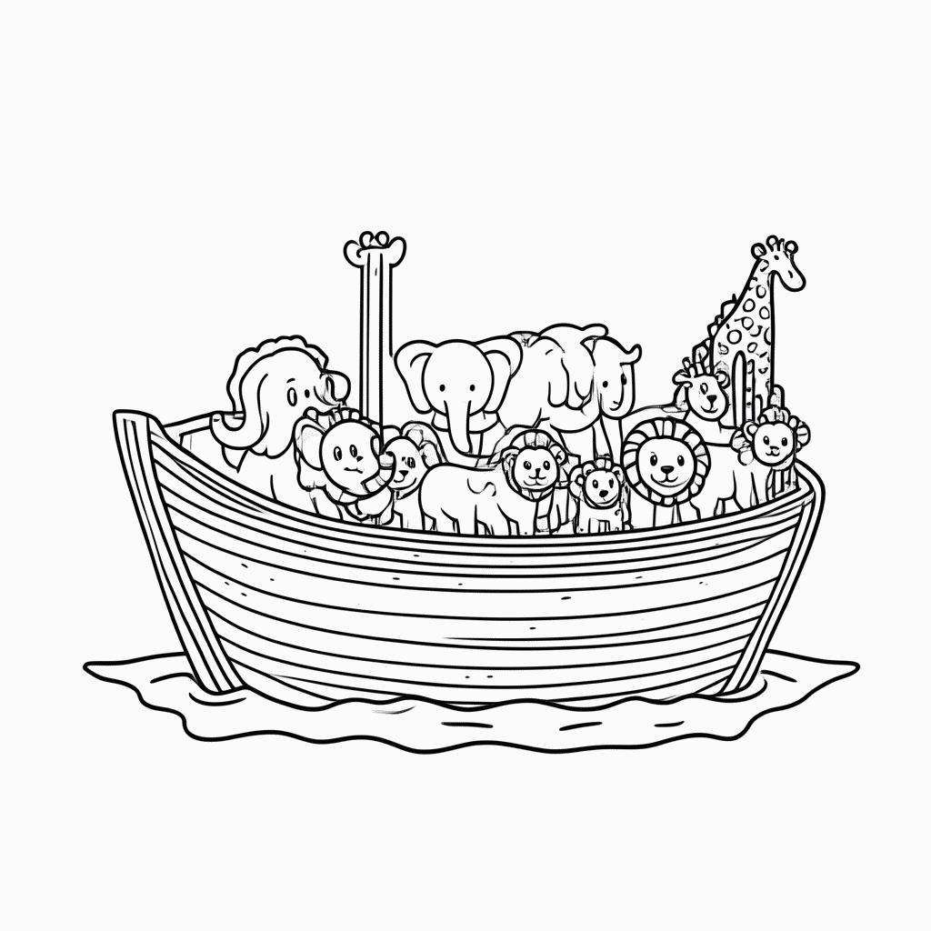 Desenho de Noe Arca para colorir e imprimir grátis em folha A4