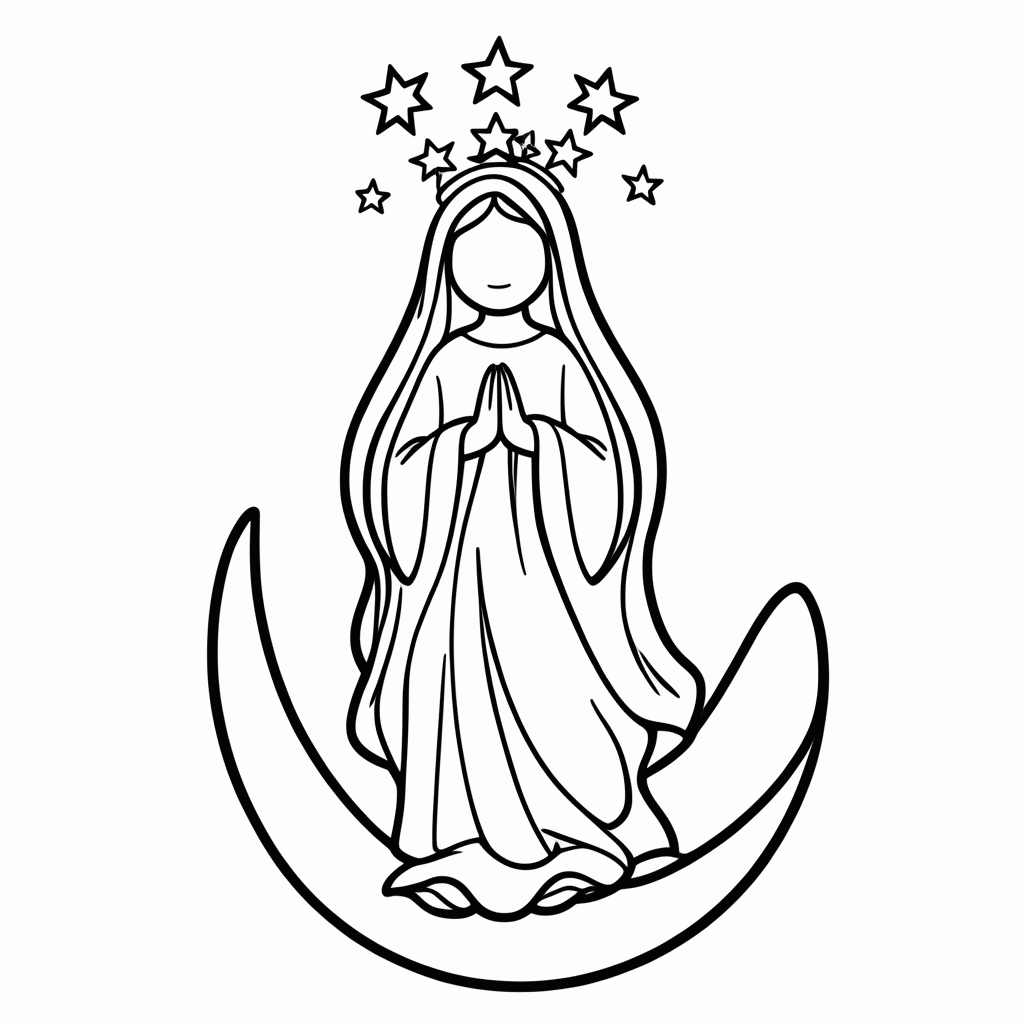 Desenho de Nossa Senhora para colorir e imprimir grátis em folha A4