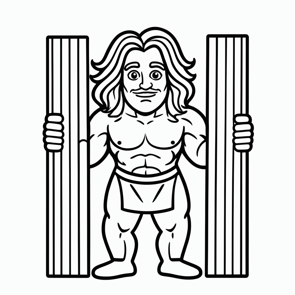 Desenho de Sansao para colorir e imprimir grátis em folha A4