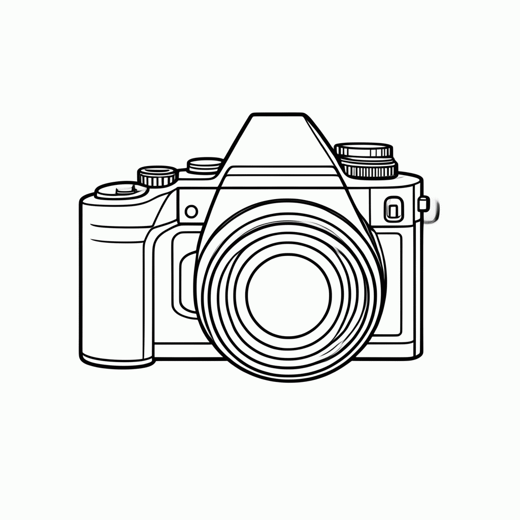 Desenho de Camera Fotografica para colorir e imprimir grátis em folha A4