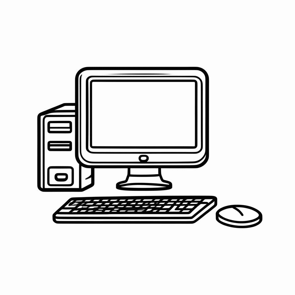 Desenho de Computador Desktop para colorir e imprimir grátis em folha A4