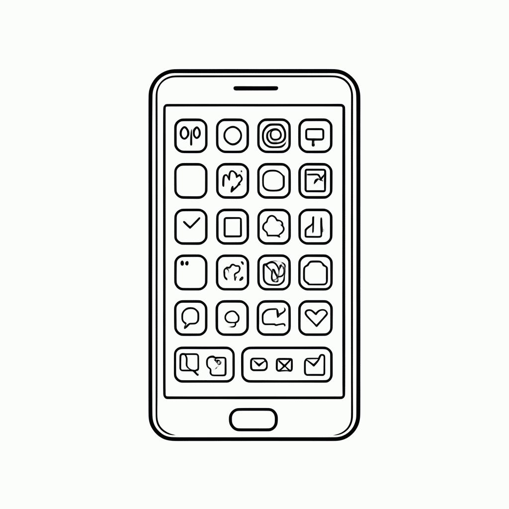 Desenho de Smartphone para colorir e imprimir grátis em folha A4