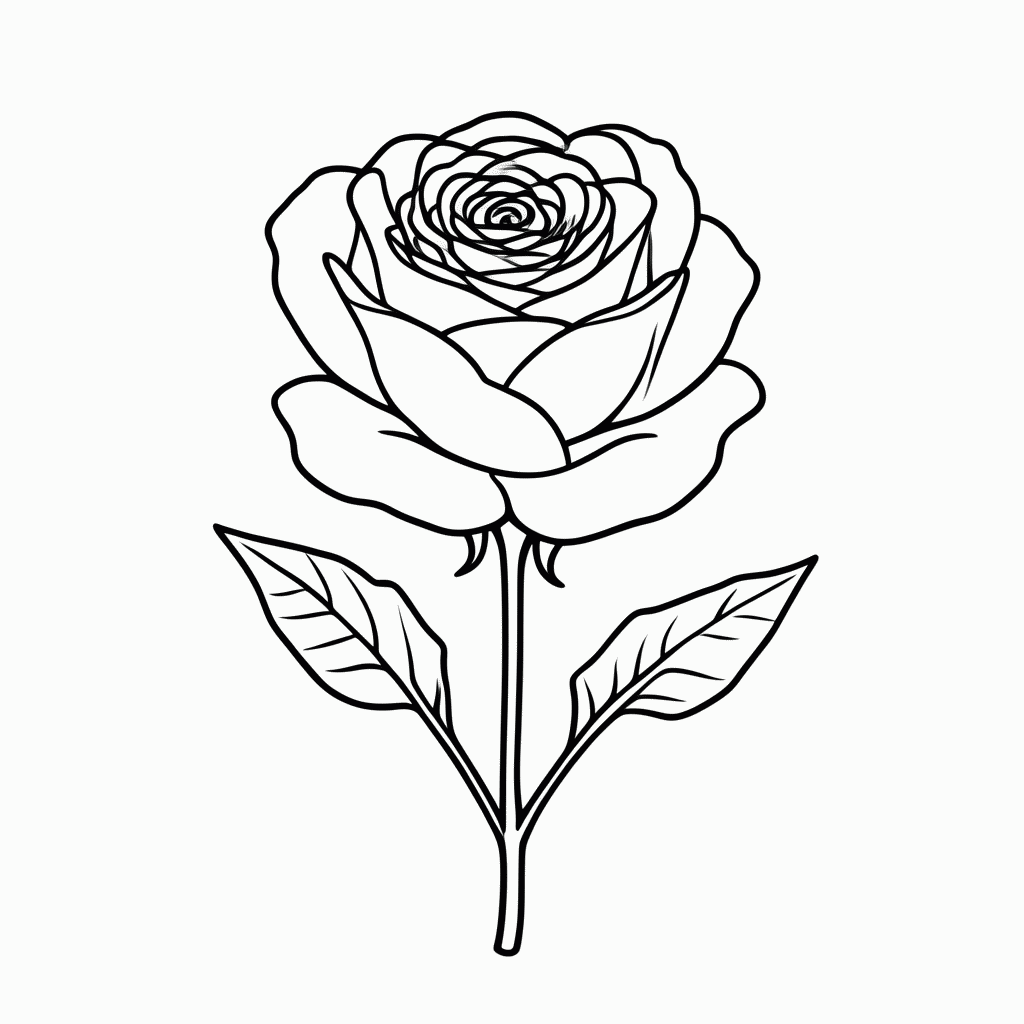 Desenho de Rosa Branca Pura para colorir e imprimir grátis em folha A4