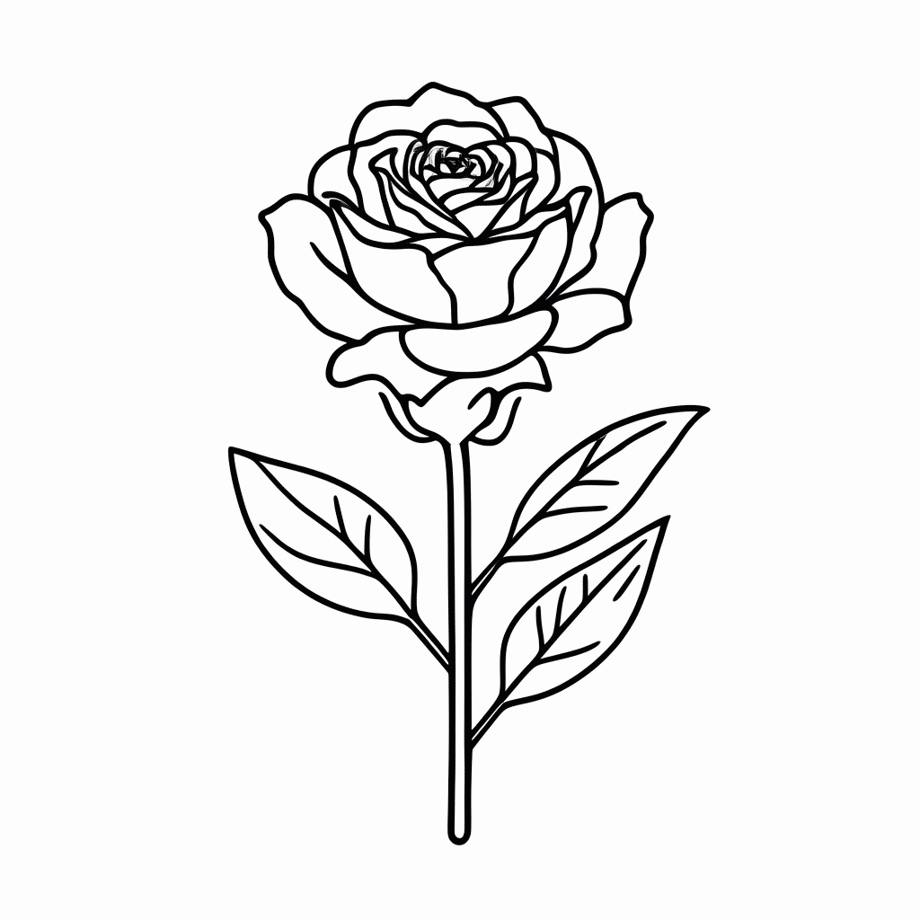 Desenho de Rosa Negra para colorir e imprimir grátis em folha A4