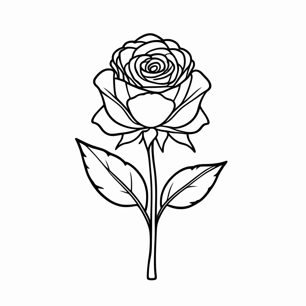 Desenho de Rosa Vermelha Classica para colorir e imprimir grátis em folha A4