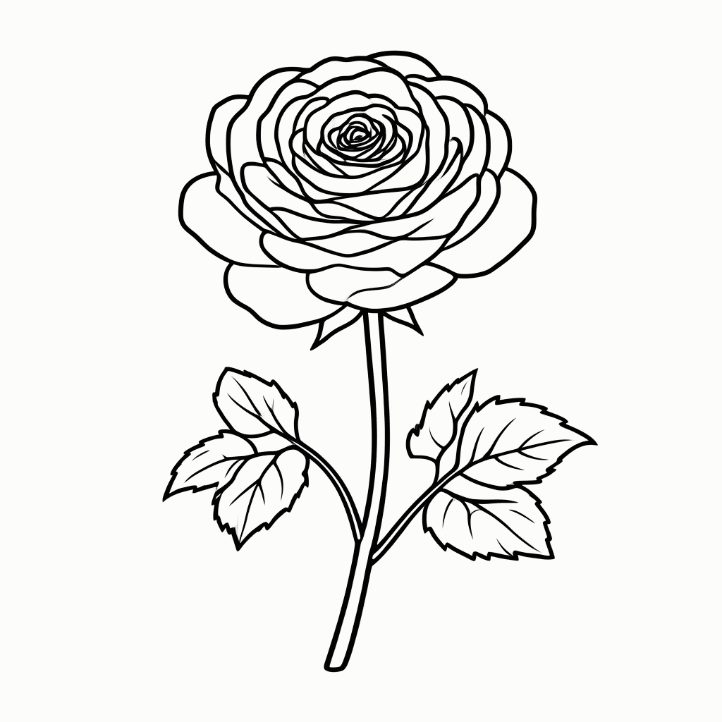Desenho de Rosa Vintage para colorir e imprimir grátis em folha A4
