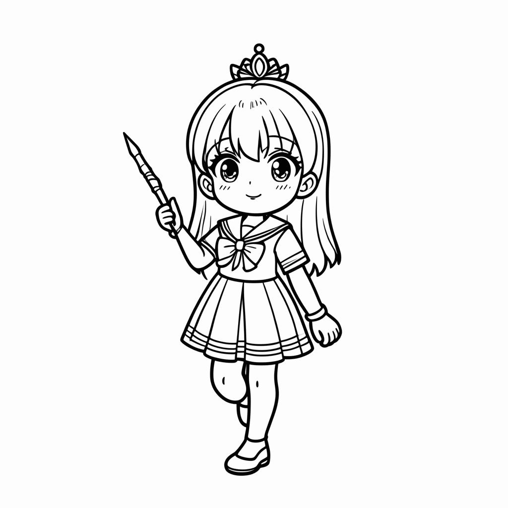 Desenho de Sailor Chibimoon Rosa para colorir e imprimir grátis em folha A4