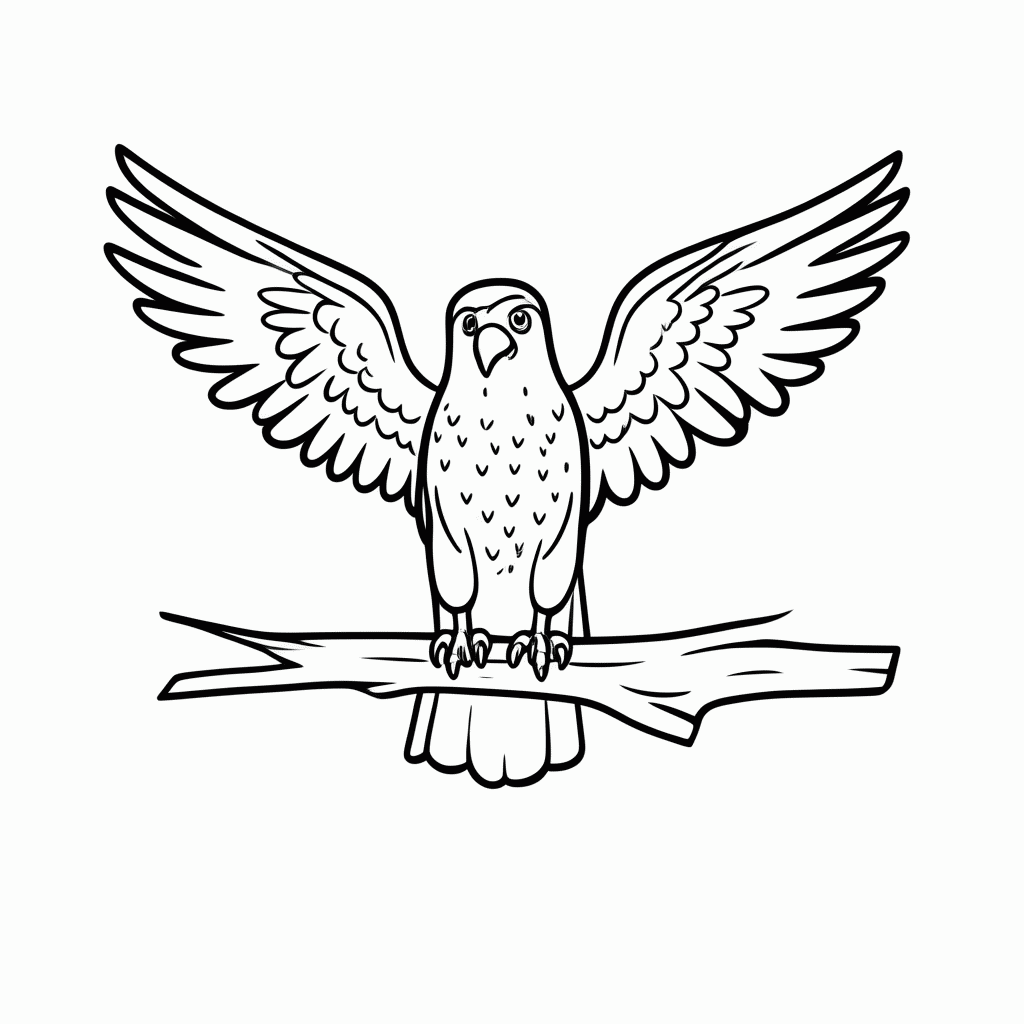 Desenho de Falcão Verde para colorir e imprimir grátis em folha A4