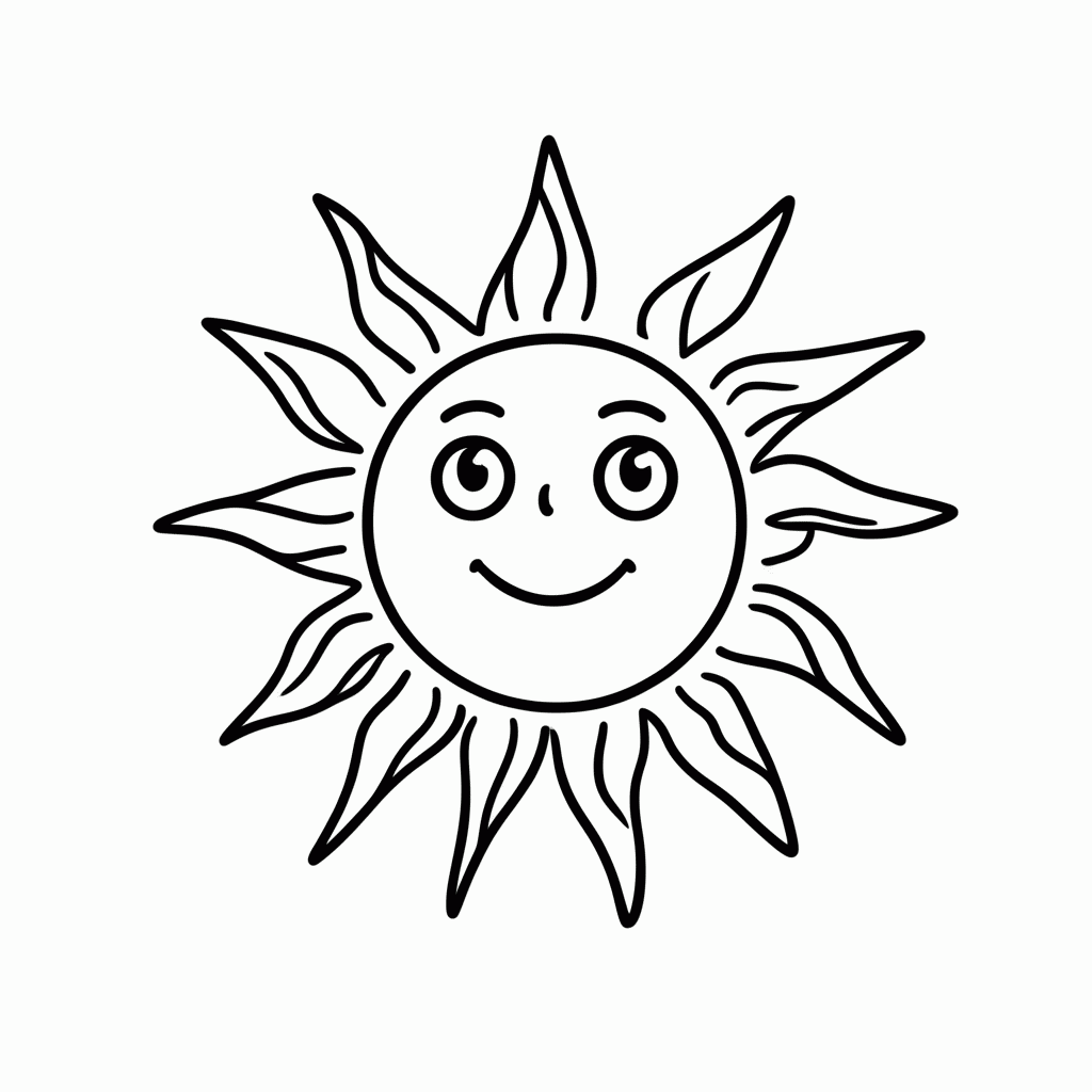 Desenho de Sol da Argentina para colorir e imprimir grátis em folha A4