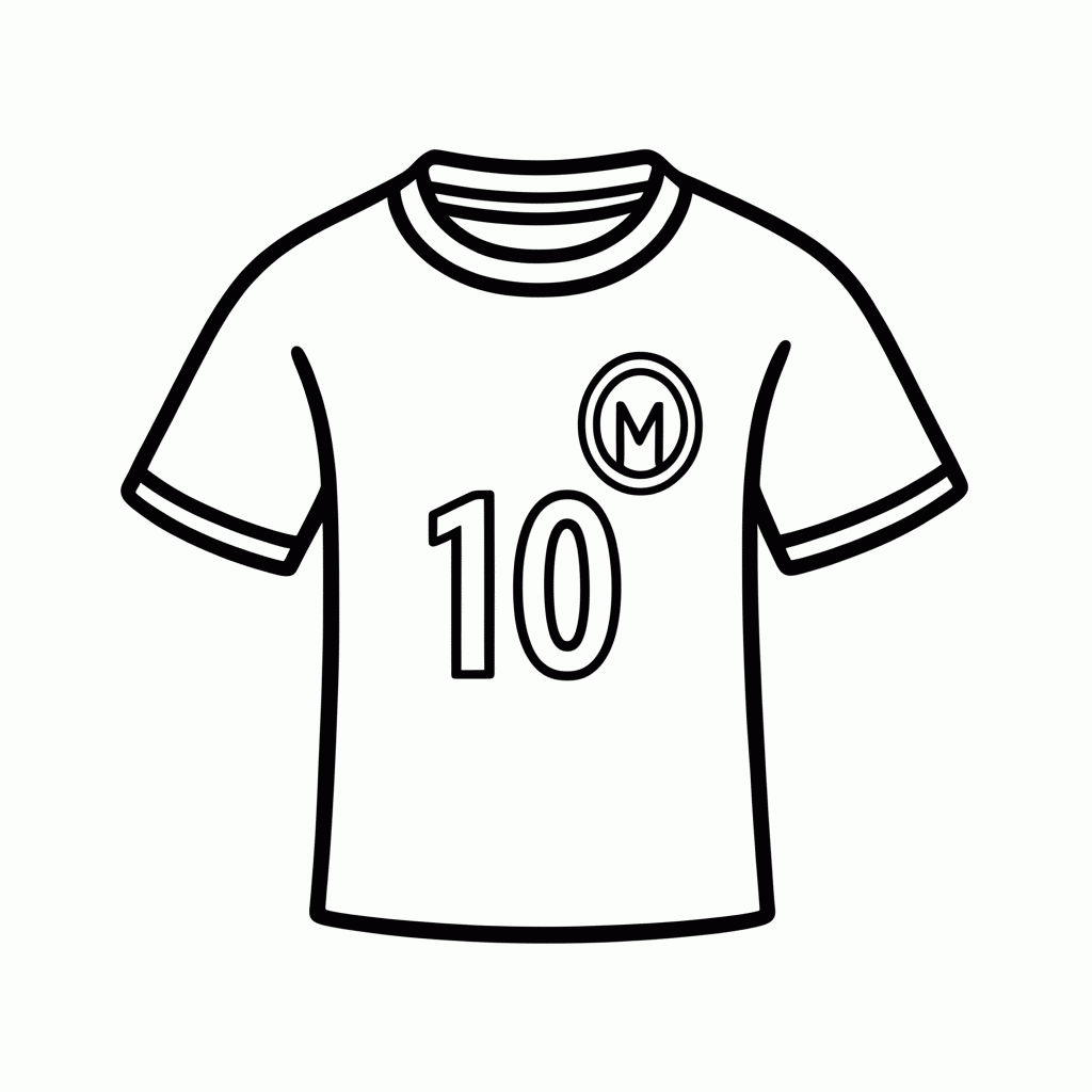 Desenho de Camisa Amarela Clássica 10 para colorir e imprimir grátis em folha A4