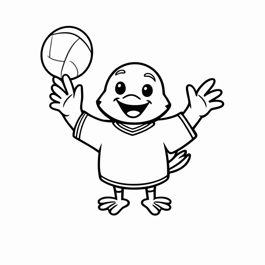 Desenho de Canarinho com a Bola para colorir e imprimir grátis em folha A4